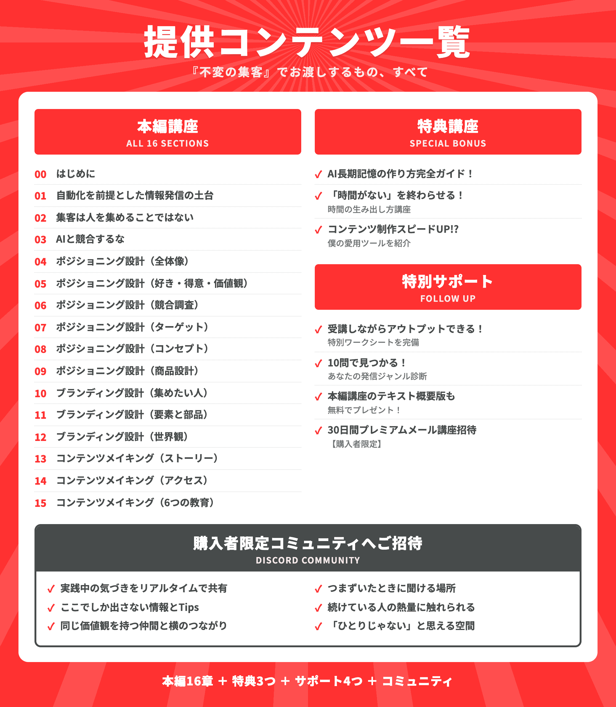 「不変の集客」提供コンテンツ一覧